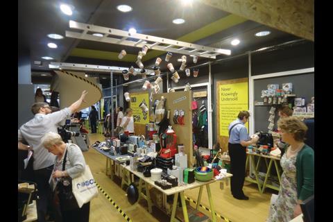 The interior’s haphazard appearance is deliberate, to tell customers a new store is on the way